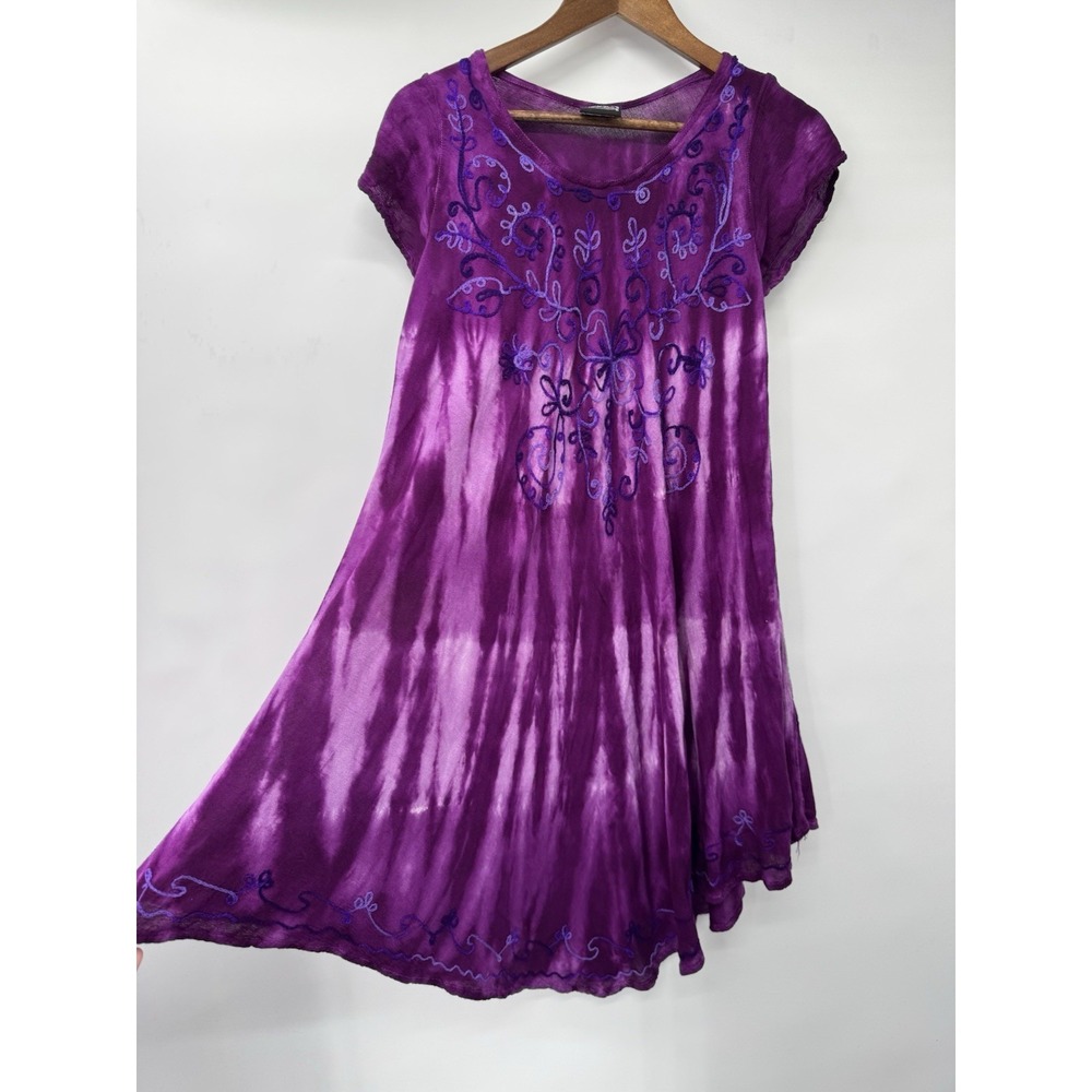 Purple Tie Dye Umbrella Dress One Size Beachy Cover Up Resort vacation fairy 3X